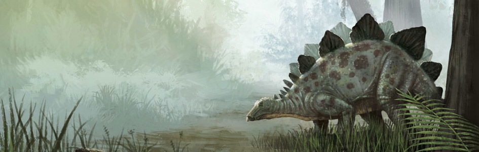Dinosaur next to water